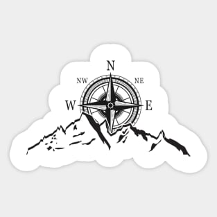 Mountain Range Compass - Funny Hiking Mountains Directions Sticker